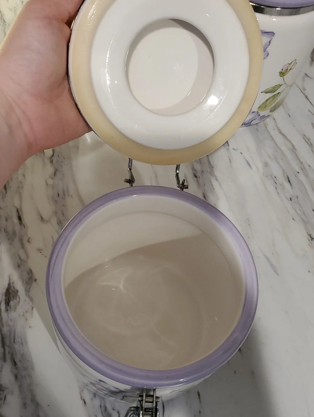 Vintage Floral Ceramic Kitchen Canister Set - Lavender Accents Capriware